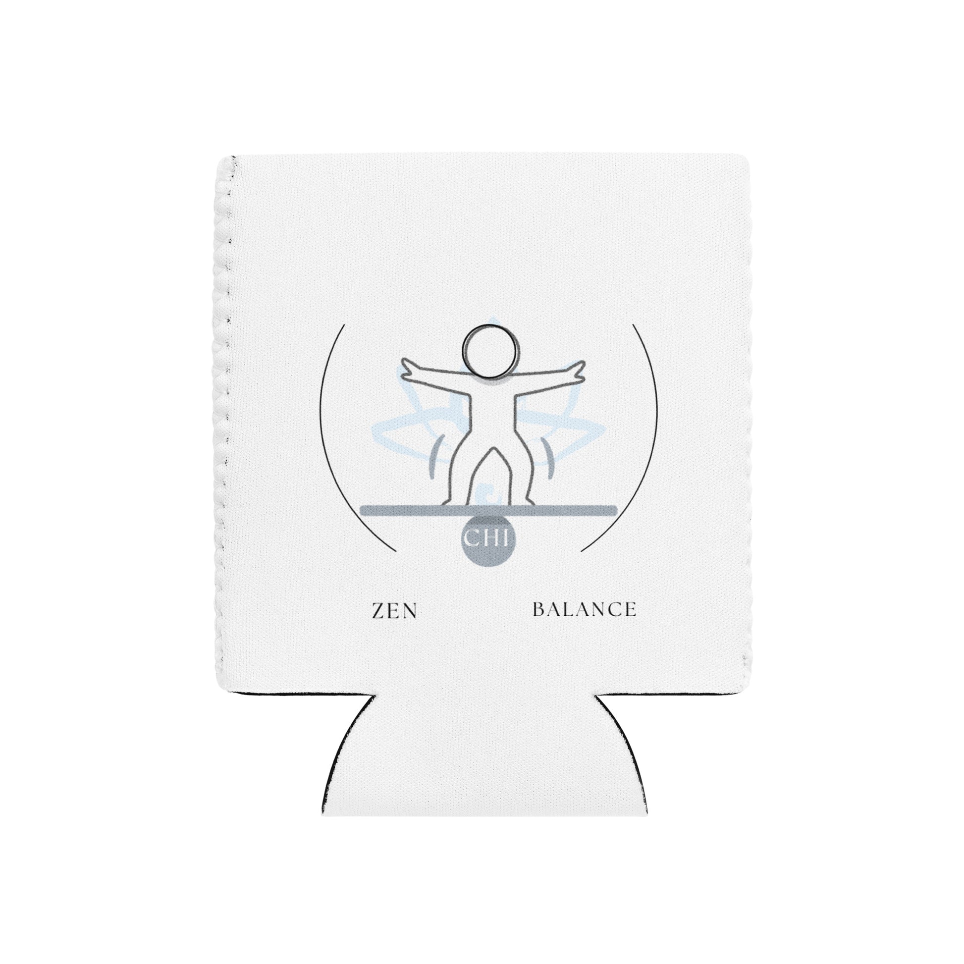 White can cooler with a design of a person balancing on a line labeled 'CHI' with 'Zen Balance' text below.