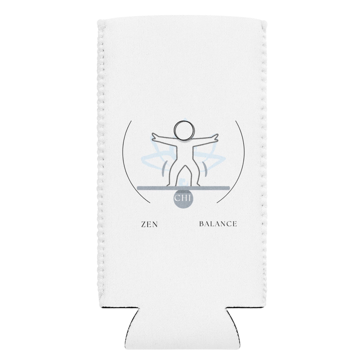 White can cooler with 'Zen Balance' design on a white background