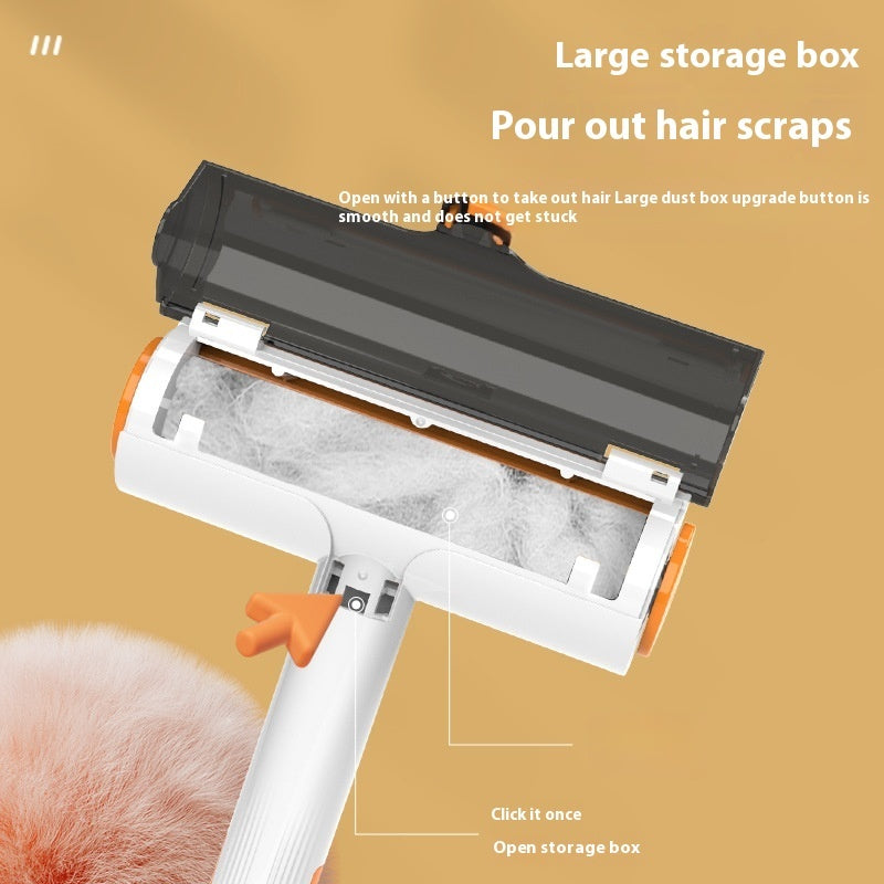 Hair removal tool with large storage box for hair scraps on a beige background