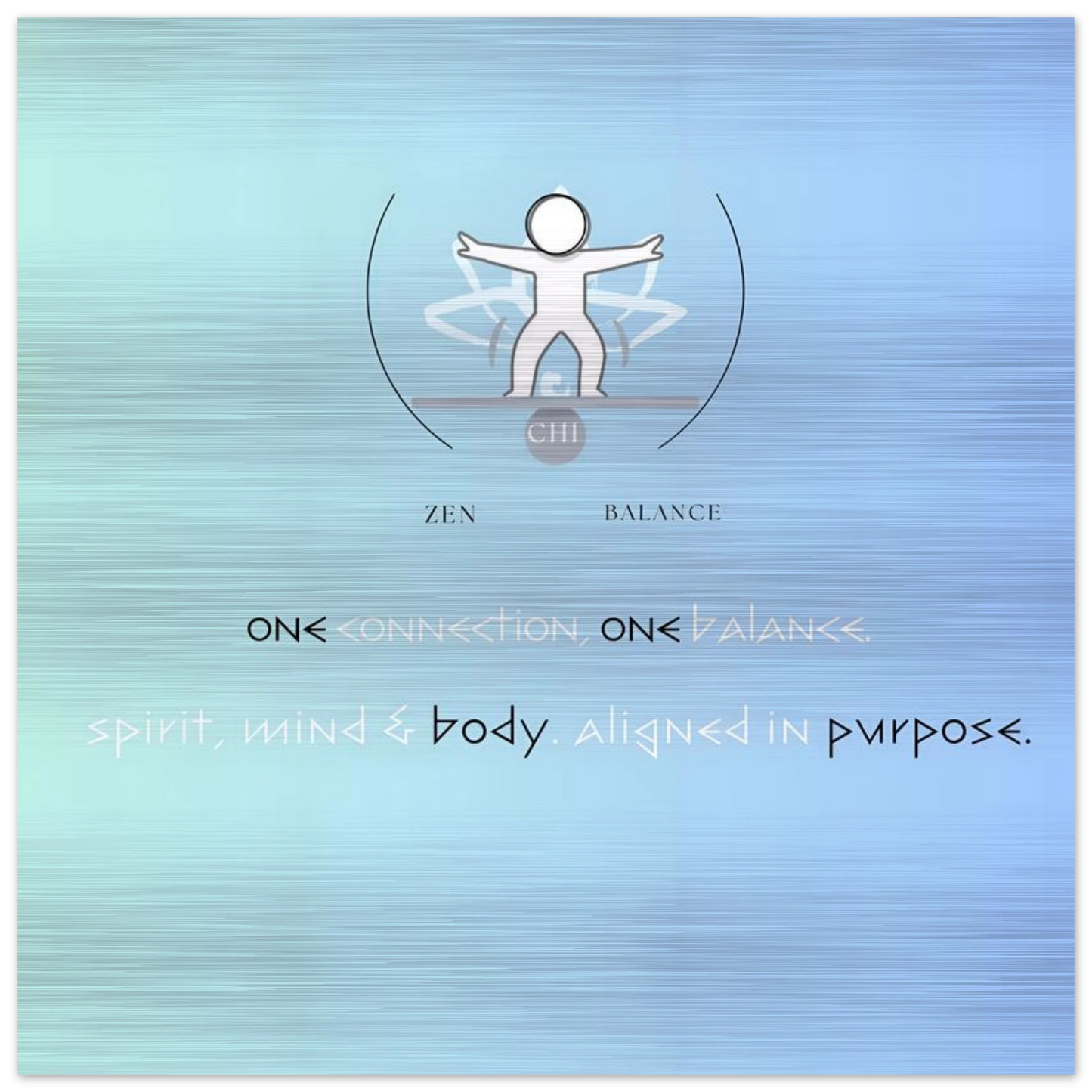 Design with a person symbolizing balance and connection on a gradient blue background.