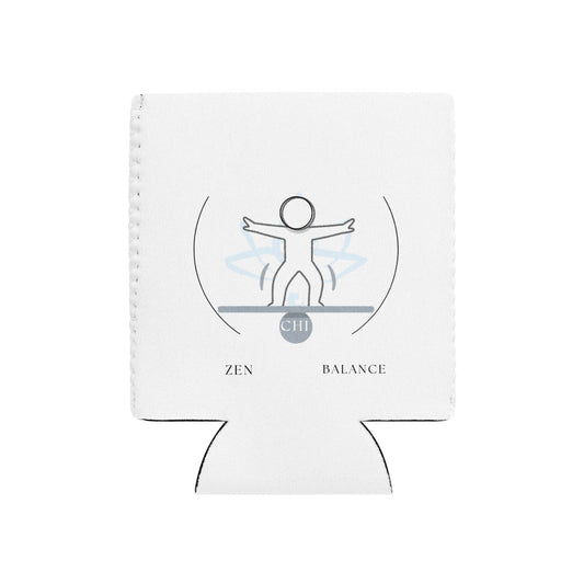 White can cooler with a design of a person balancing on a line labeled 'CHI' with 'Zen Balance' text below.