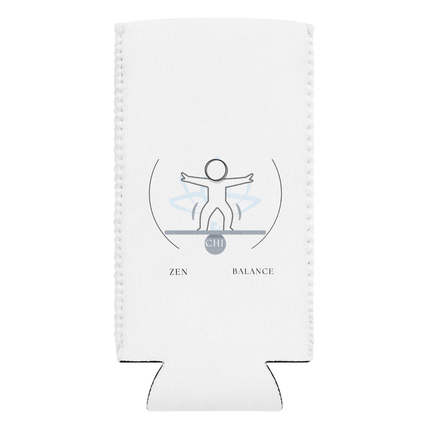 White can cooler with 'Zen Chi Balance' design on a white background