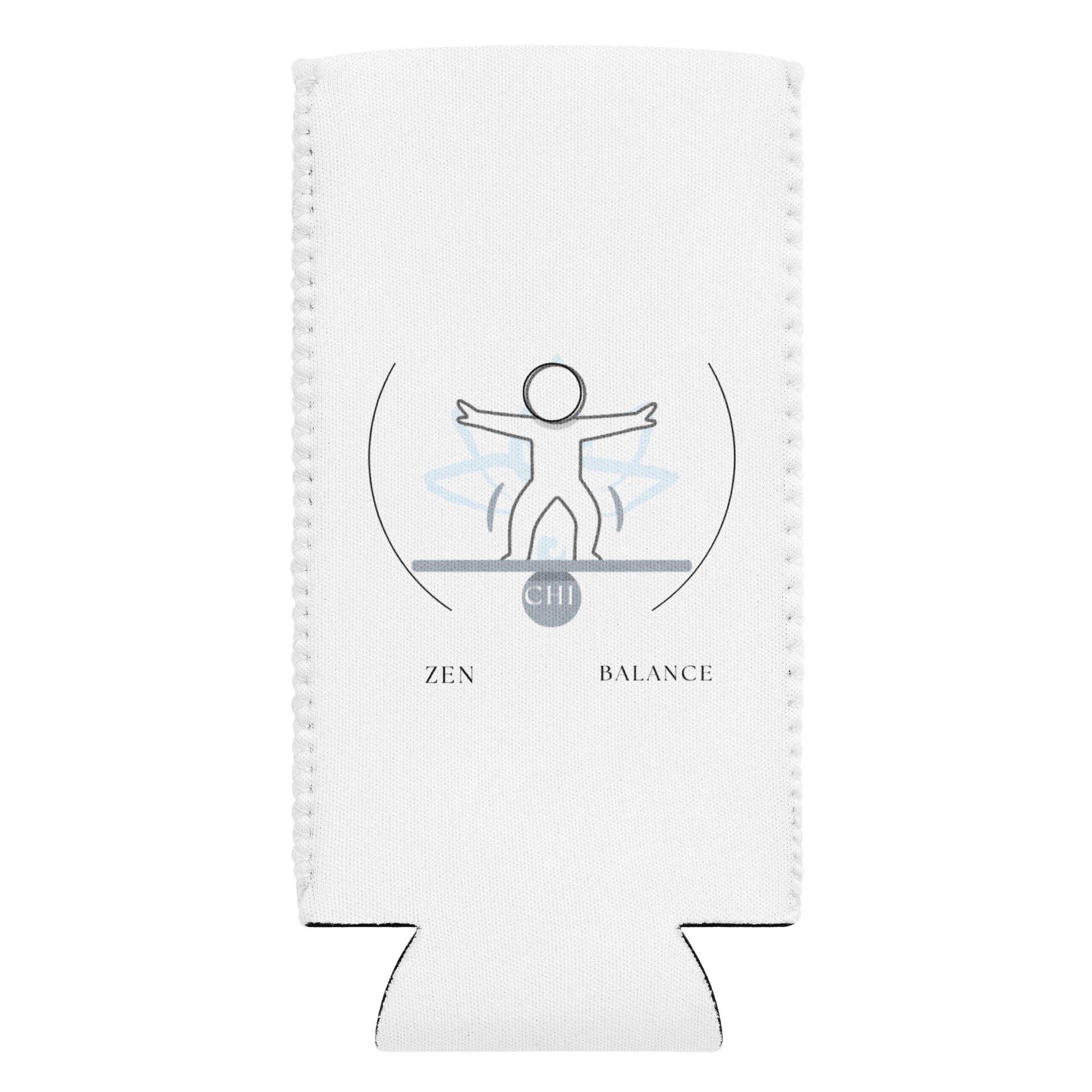 White can cooler with 'Zen Balance' design on a white background